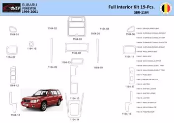 Subaru Forester 2000 Inleg dashboard Interieurset aansluitend en pasgemaakt 19 Delen