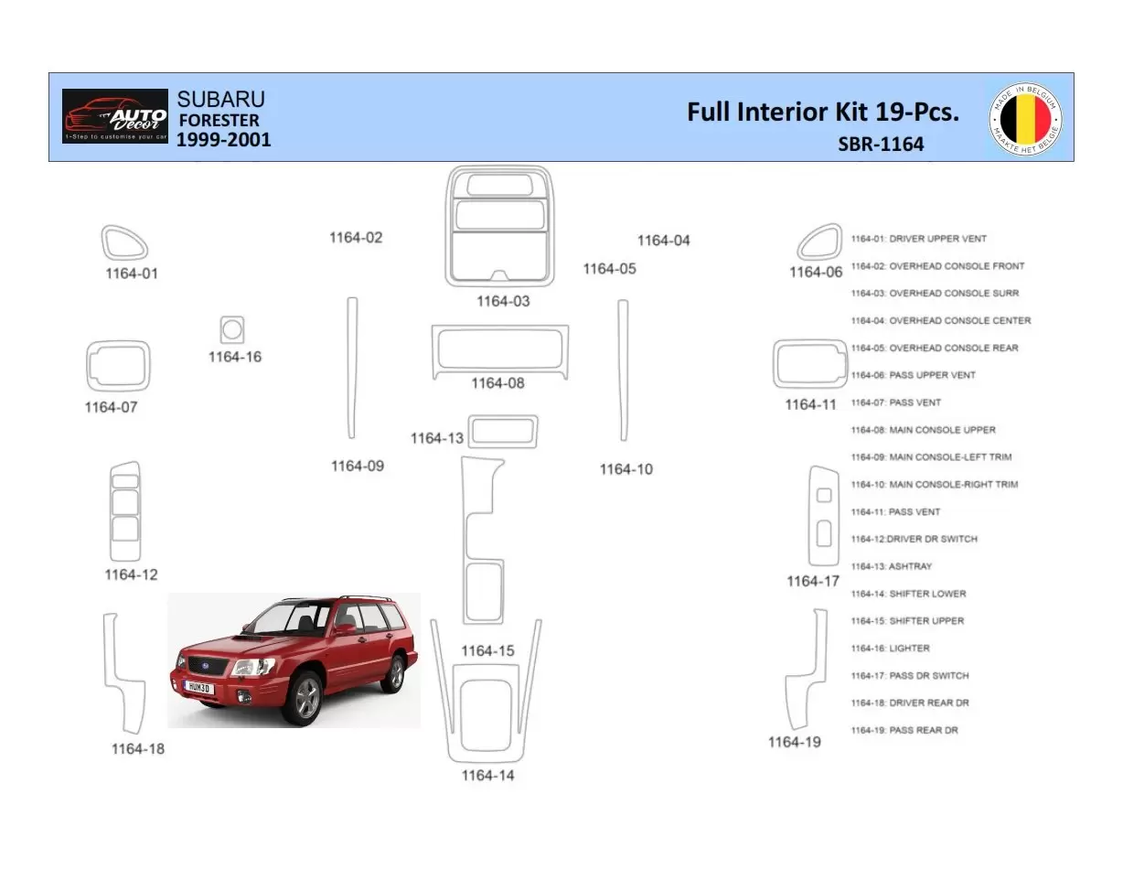 Subaru Forester 2000 Decor de carlinga su interior del coche 19 Partes
