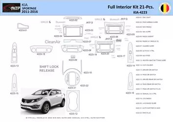 KIA Sportage 2011 Interior WHZ Dashboard trim kit 21 Parts