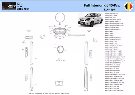 KIA Soul 2013 Interior WHZ Dashboard trim kit 40 Parts