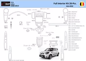 KIA Soul 2011 Interior WHZ Dashboard trim kit 20 Parts