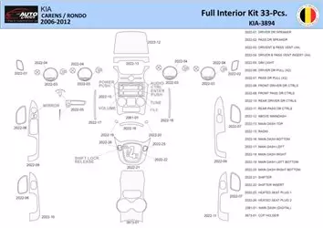 KIA Carens 2009 Interior WHZ Dashboard trim kit 32 Parts