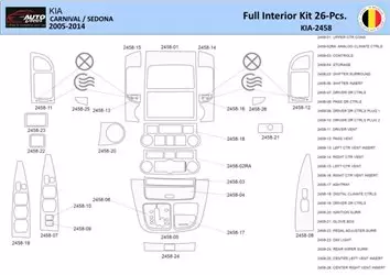 Kia Carnival 2005-2014 Inleg dashboard Interieurset aansluitend en pasgemaakt 26 Delen
