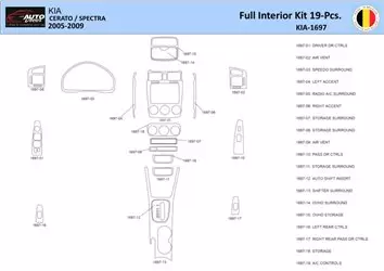 KIA Cerato-2005 Inleg dashboard Interieurset aansluitend en pasgemaakt 19 Delen