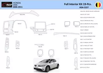 Honda Civic 2006-2011 Interior WHZ Dashboard trim kit 19 Parts