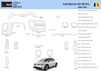 Honda Civic 2006-2011 Interior WHZ Dashboard trim kit 18 Parts