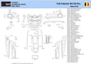 Honda Accord 2014-2022 Decor de carlinga su interior del coche 55 Partes