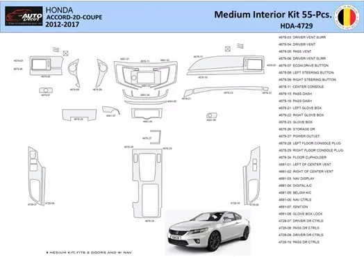 Honda Accord 2014-2022 Mittelkonsole Armaturendekor WHZ Cockpit Dekor 30 Teilige - 1- Cockpit Dekor Innenraum