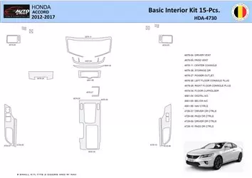 Honda Accord 2014-2022 Kit la décoration du tableau de bord 15 Pièce - 1 - habillage decor de tableau de bord