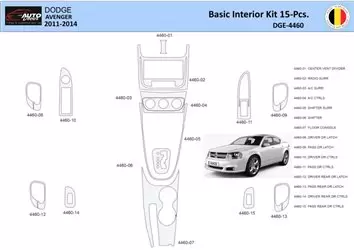 Dodge Avenger 2010-2014 Interior WHZ Dashboard trim kit 15 Parts