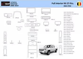 Honda Ridgeline YK1 2009-2017 Decor de carlinga su interior del coche 27 Partes
