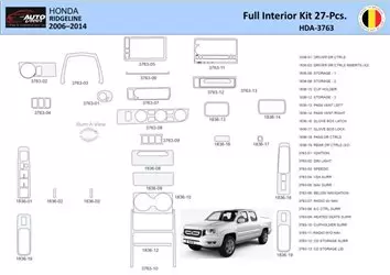 Honda Ridgeline YK1 2009-2017 Interior WHZ Dashboard trim kit 27 Parts