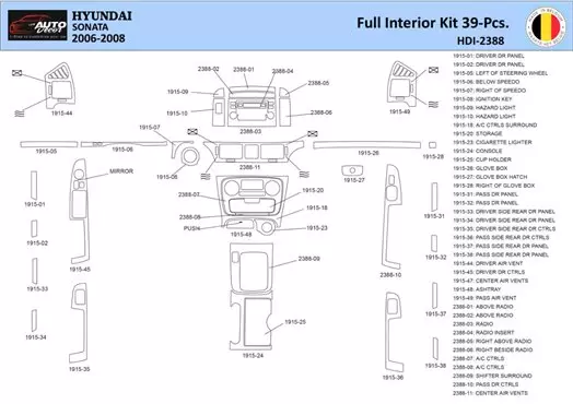 Hyundai Sonata 2006-2008 Interior WHZ Dashboard trim kit 39 Parts