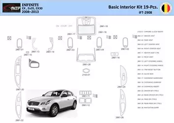 Infiniti EX35 2008-2013 Interior WHZ Dashboard trim kit 19 Parts