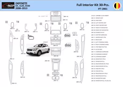 Infiniti EX35 2008-2013 Interior WHZ Dashboard trim kit 30 Parts