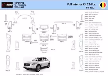 Infiniti FX S51 2009-2017 Interior WHZ Dashboard trim kit 29 Parts