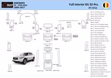 Infiniti FX S51 2009-2017 Inleg dashboard Interieurset aansluitend en pasgemaakt 32 Delen