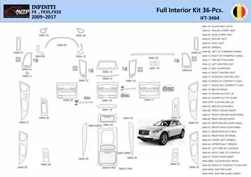 Infiniti FX S51 2009-2017 Interior WHZ Dashboard trim kit 36 Parts