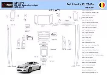 Infiniti G25 2009–2015 Convertible Inleg dashboard Interieurset aansluitend en pasgemaakt 29 Delen