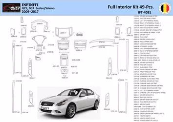Infiniti G25 2009–2015 Convertible Inleg dashboard Interieurset aansluitend en pasgemaakt 49 Delen