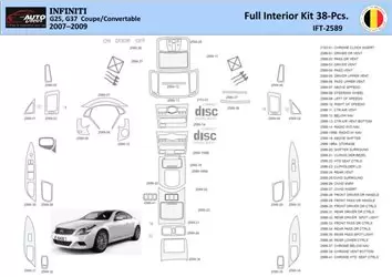 Infiniti G35 2007–2013 Sedan Inleg dashboard Interieurset aansluitend en pasgemaakt 38 Delen