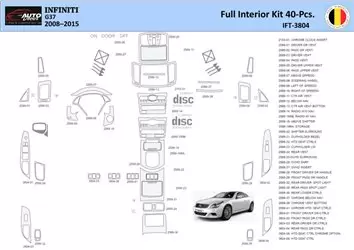 Infiniti G37 2008–2015 Sedan Decor de carlinga su interior del coche 40 Partes