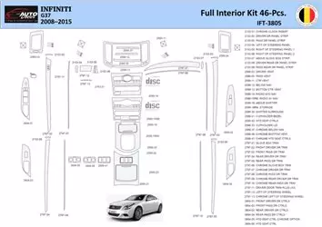 Infiniti G37 2008–2015 Sedan Inleg dashboard Interieurset aansluitend en pasgemaakt 46 Delen