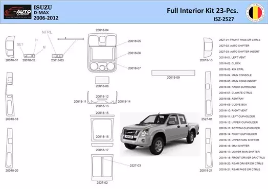 Isuzu D-Max Inleg dashboard Interieurset aansluitend en pasgemaakt 23 Delen