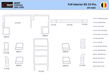 Jeep Cherokee 1992-1995 Interior WHZ Dashboard trim kit 15 Parts