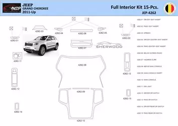 Jeep Grand Cherokee 2011-2020 Inleg dashboard Interieurset aansluitend en pasgemaakt 15 Delen