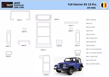 Jeep Wrangler 1996-1999 Inleg dashboard Interieurset aansluitend en pasgemaakt 13 Delen