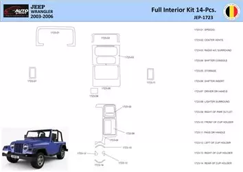 Jeep Wrangler 2003 Inleg dashboard Interieurset aansluitend en pasgemaakt 14 Delen