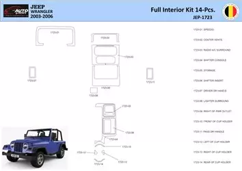 Jeep Wrangler 2003 Interior WHZ Dashboard trim kit 14 Parts