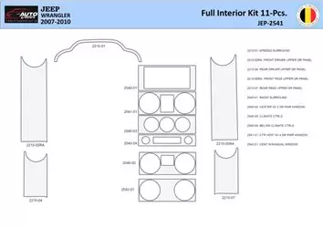 Jeep Wrangler 2007-2010 Inleg dashboard Interieurset aansluitend en pasgemaakt 11 Delen