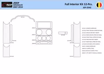 Jeep Wrangler 2007-2010 Inleg dashboard Interieurset aansluitend en pasgemaakt 12 Delen