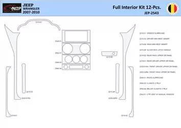 Jeep Wrangler 2007-2010 Interior WHZ Dashboard trim kit 12 Parts