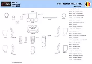 Jeep Wrangler 2011-2017 Inleg dashboard Interieurset aansluitend en pasgemaakt 25 Delen