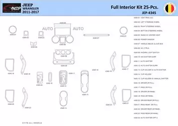 Jeep Wrangler 2011-2017 Interior WHZ Dashboard trim kit 25 Parts