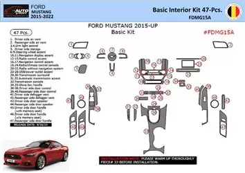 Ford Mustang 2015-2023 Kit la décoration du tableau de bord 47 Pièce - 1 - habillage decor de tableau de bord