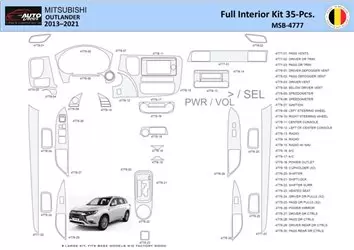 Mitsubishi Outlander 2013-2021 Inleg dashboard Interieurset aansluitend en pasgemaakt 35 Delen