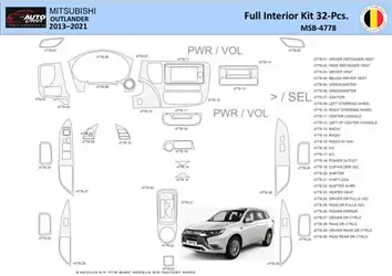 Mitsubishi Outlander 2013-2021 Decor de carlinga su interior del coche 32 Partes