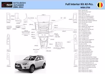 Mitsubishi Outlander 2007 Interior WHZ Dashboard trim kit 42 Parts