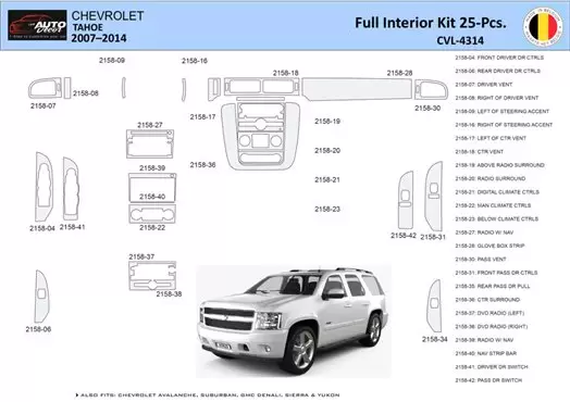 Chevrolet Tahoe 2007-2014 Decor de carlinga su interior del coche 25 Partes