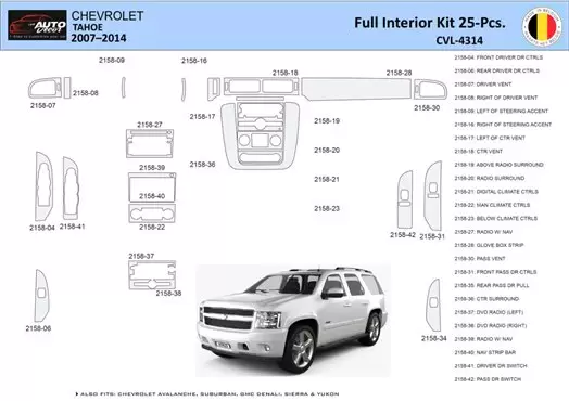 Chevrolet Tahoe 2007-2014 Mascherine sagomate per rivestimento cruscotti 25 Decori