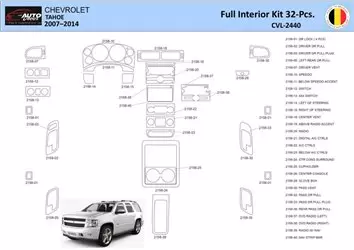 Chevrolet Tahoe 2007-2014 Interior WHZ Kit de molduras de tablero 32 piezas