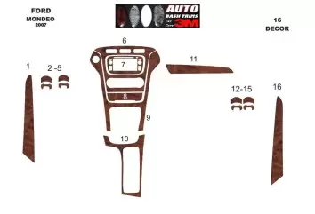 Ford Mondeo 01.08-12.11 3M 3D Interior Dashboard Trim Kit Dash Trim Dekor 18-Parts