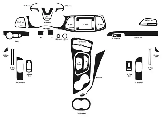 Dodge Challenger 2015-2023 Interior WHZ Dashboard trim kit 24 Parts