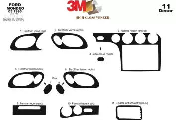 Ford Mondeo 03.93-09.96 3M 3D Interior Dashboard Trim Kit Dash Trim Dekor 11-Parts