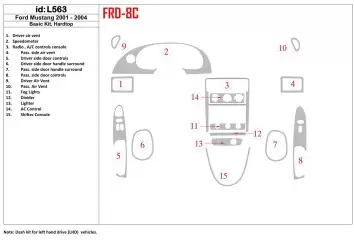 FORD Ford Mustang 2001-2004 Soft roof-Coupe, Basic Set, 8 Parts set Interior BD Dash Trim Kit €51.99