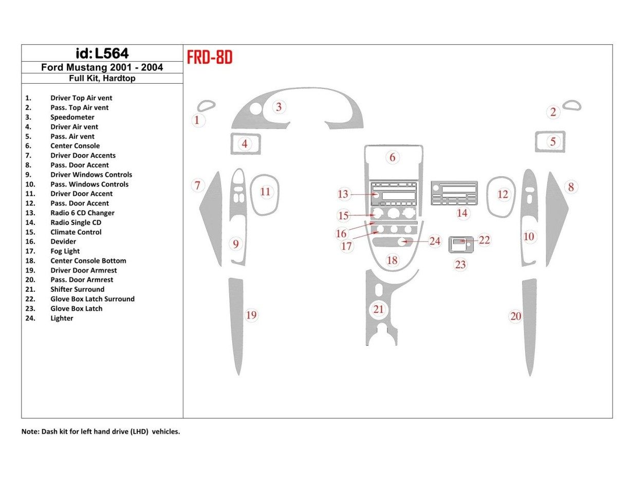 FORD Ford Mustang 2001-2004 Soft roof-Coupe, Full Set Interior BD Dash Trim Kit €64.99